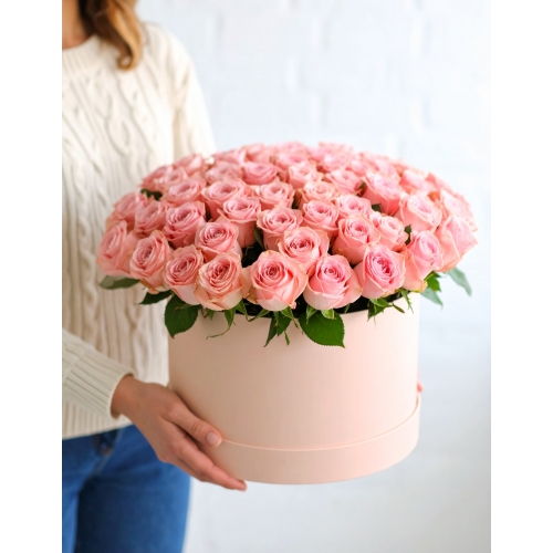 Букет 101 розовая роза "Тебе любимой"