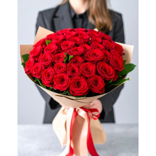 Букет 51 красная роза "Барселона"