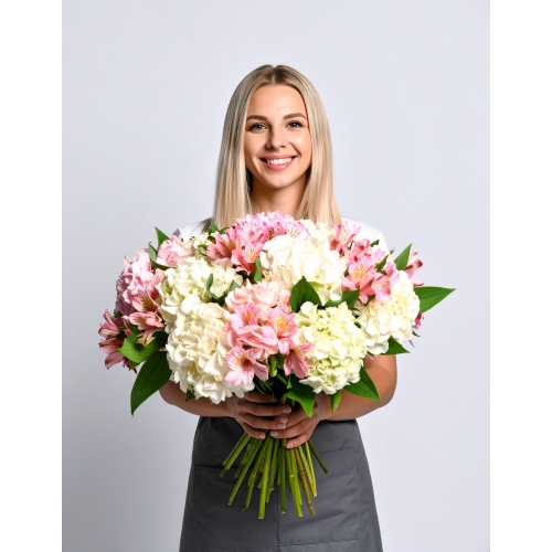 Букет гортензий и альстромерий "Лето в Париже"