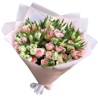 Букет из роз и альстромерий "Жанна"