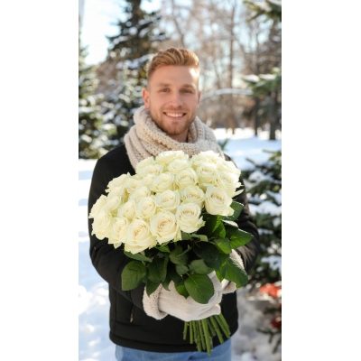 Букет белых роз "Единственная"