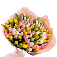Букет из 101 тюльпана "Первая леди" Букет из 101 тюльпана "Первая леди"