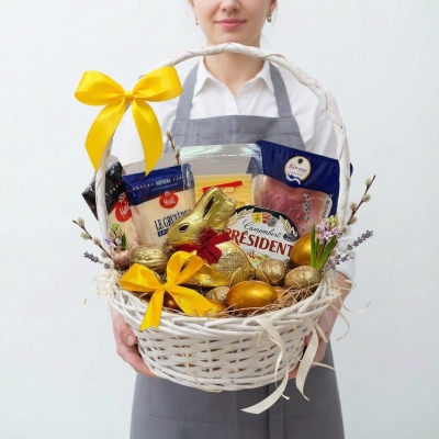 Пасхальная корзина с продуктами "Весна"